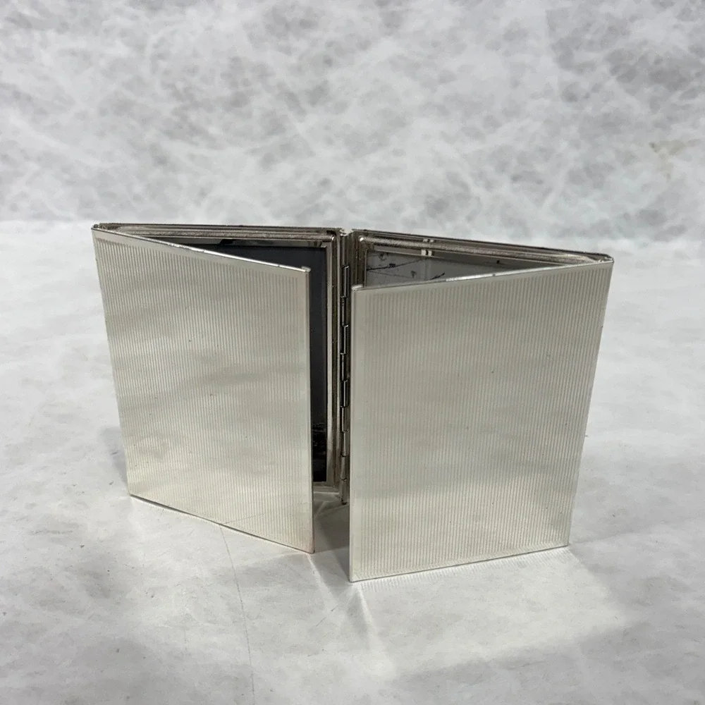 Vintage Burnes of Boston Silver Metal Quad Fold 2.5x3.5 Picture Frame 4-Way